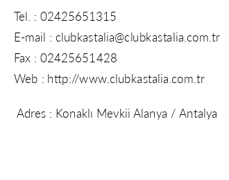 Club Kastalia iletiim bilgileri